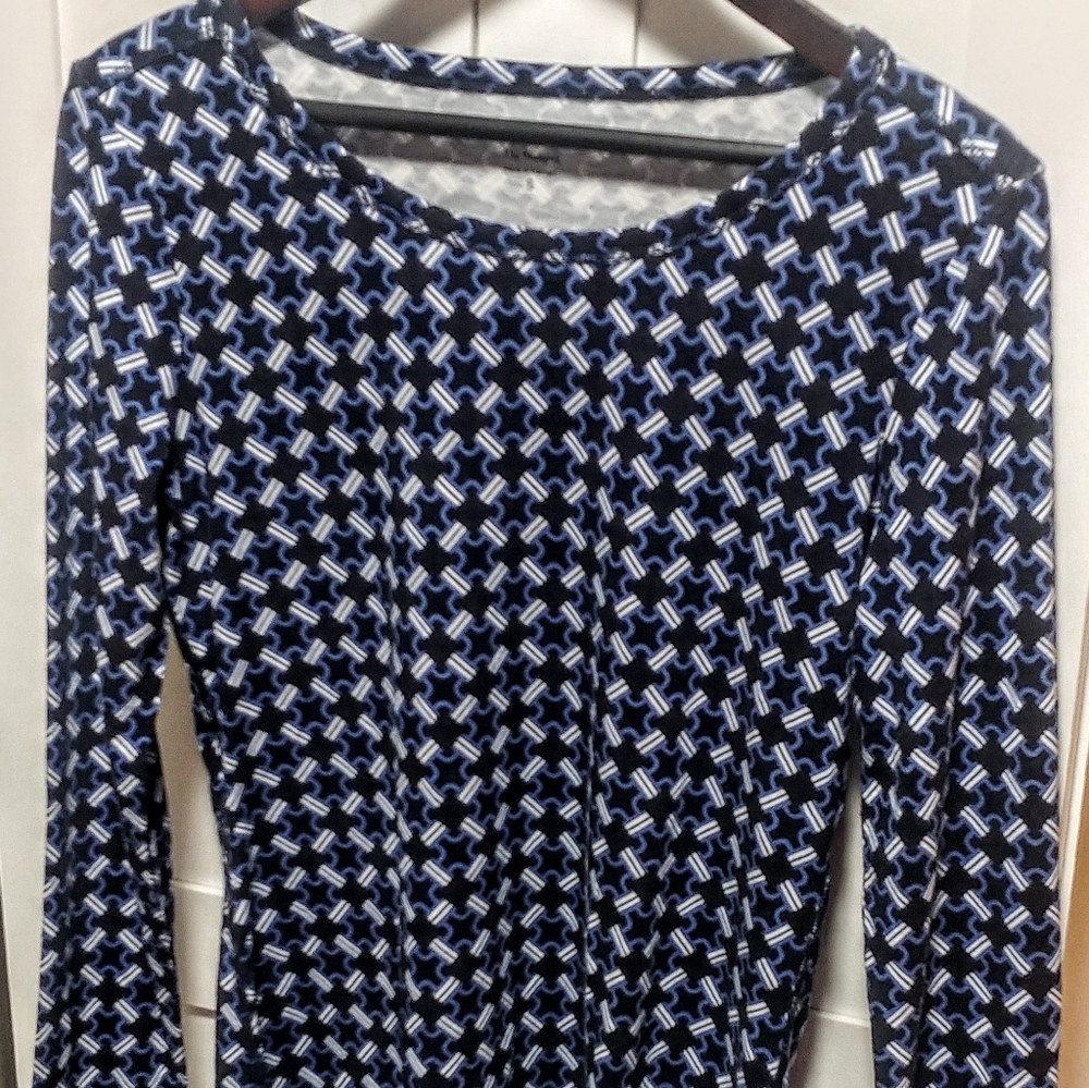 Blue/White Geometrical Top New Without Tags